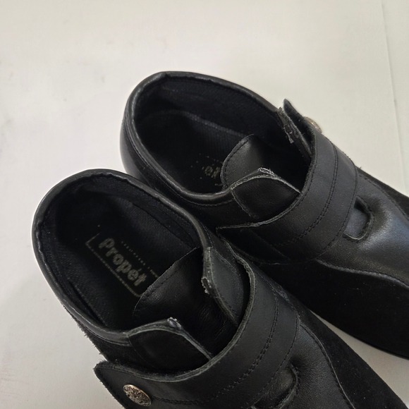 Propet Black Leather Suede Strap Comfort Shoes Women Size 7 - Picture 3 of 6